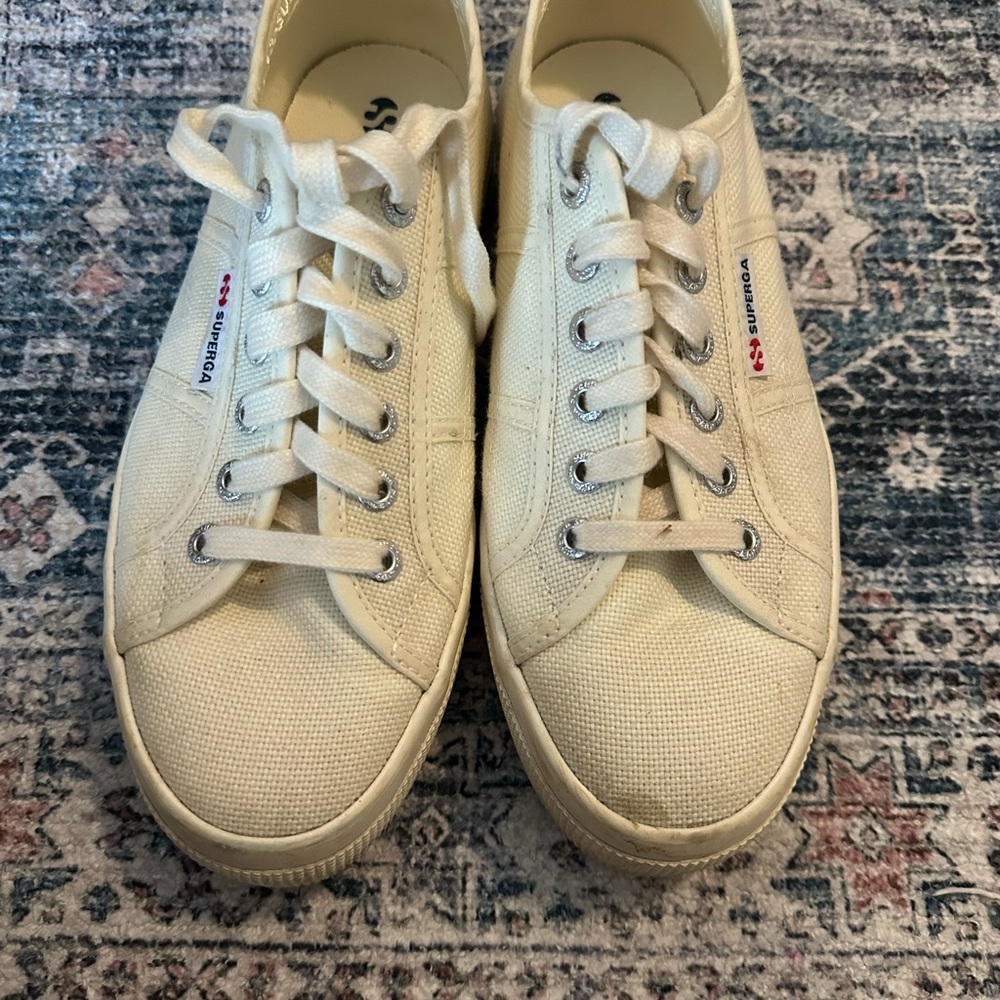 Superga Women's Cream Canvas Sneakers